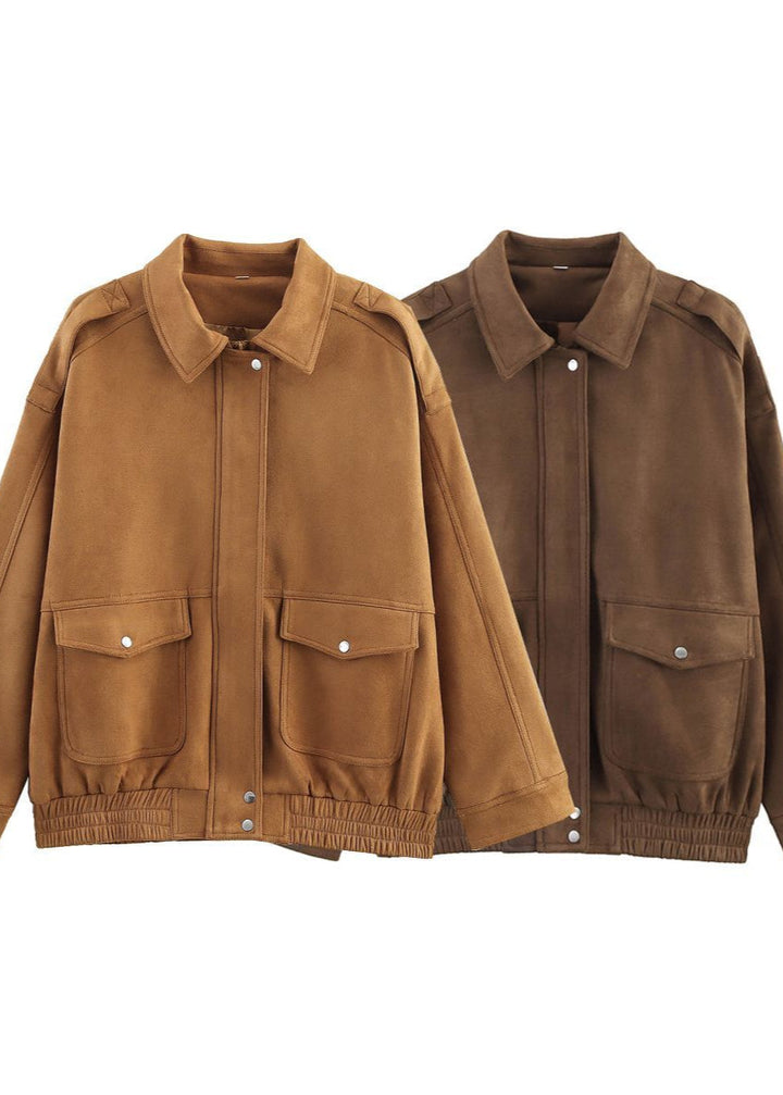 Lune London | Effect Oversized Jacket with Front Pockets – Brown