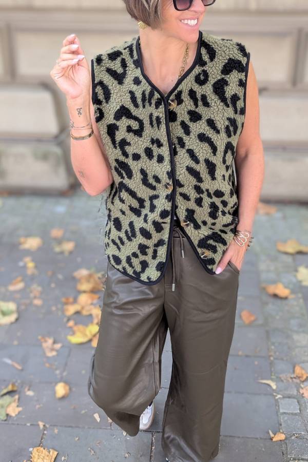 Lune London | Leopard Print Front Opening Casual Autumn and Winter Vest Jacket