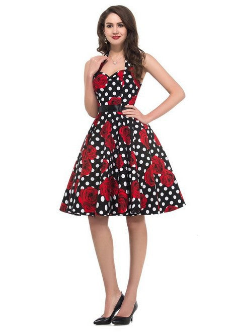 Robe vintage swing pour femme avec motif floral et pois Chic & Stil