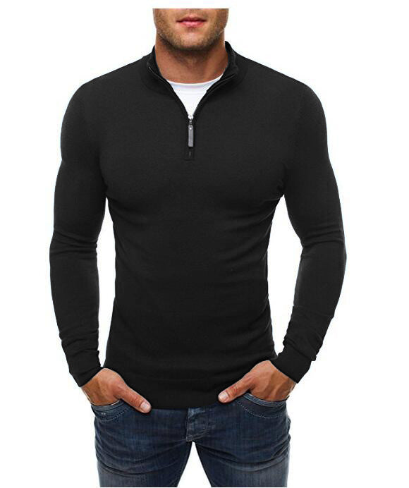 Long sleeve shirt for men with modern high collar and mid-length zipper Lune London