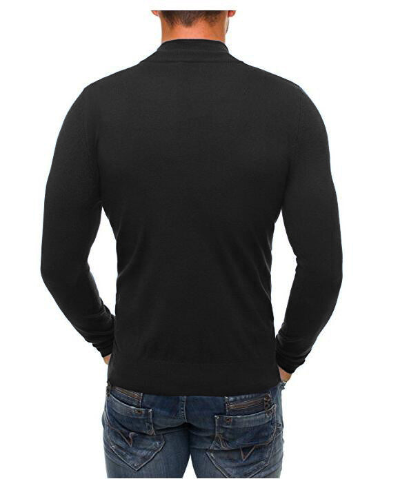 Long sleeve shirt for men with modern high collar and mid-length zipper Lune London