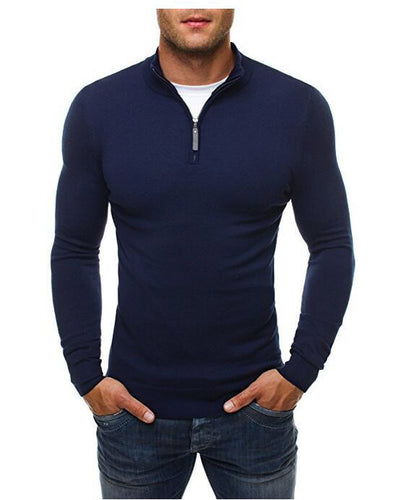 Long sleeve shirt for men with modern high collar and mid-length zipper Lune London