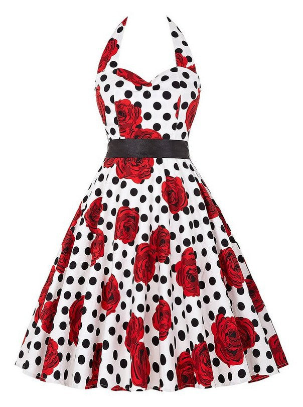 Robe vintage swing pour femme avec motif floral et pois Chic & Stil