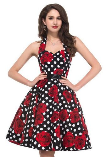 Robe vintage swing pour femme avec motif floral et pois Chic & Stil