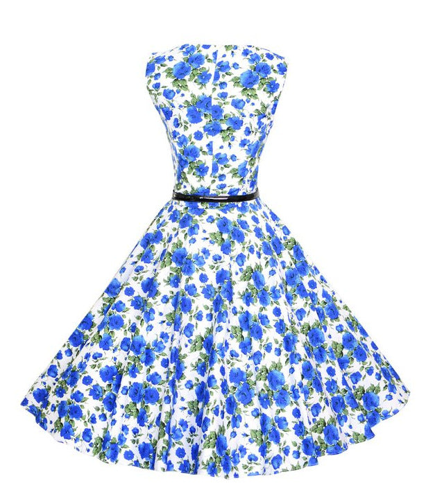Robe Swing pour Femmes avec Motif Floral et Ceinture Chic & Stil