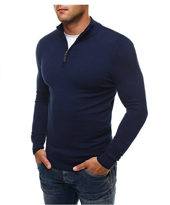 Long sleeve shirt for men with modern high collar and mid-length zipper Lune London