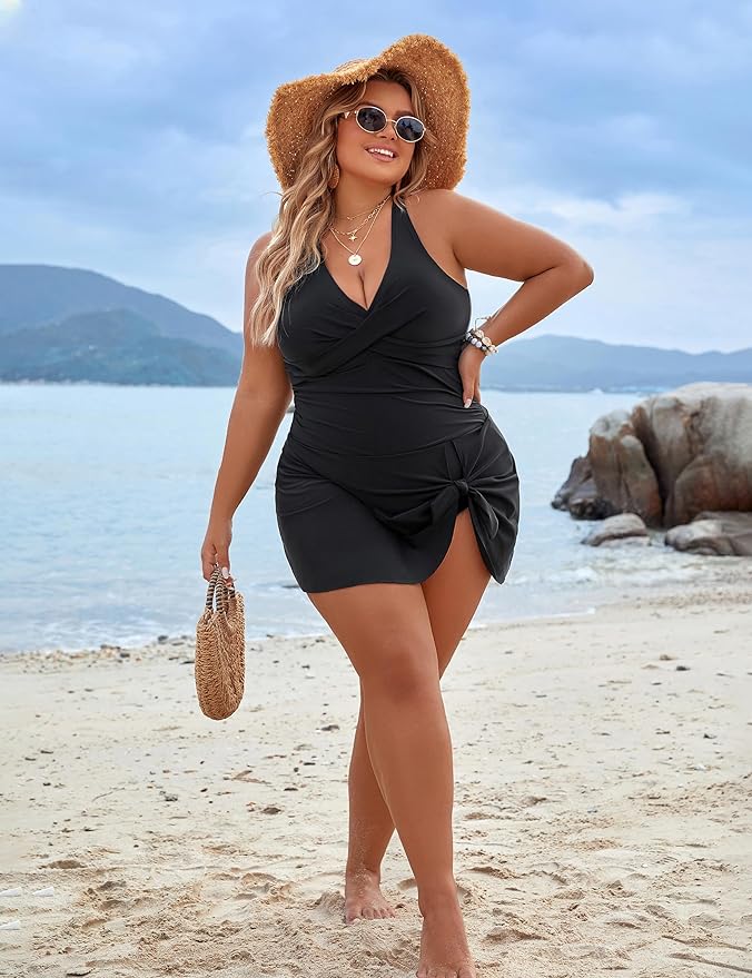 Lune London | Plus Size One Piece Swim Dress Swimsuit Tummy Control Swimsuits