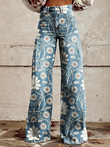 Lune London | Pantalon décontracté vintage imprimé à jambes larges