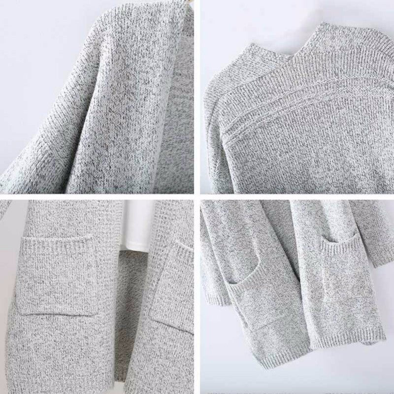 Ladies Long Knit Cardigan with practical pockets and casual chic cut