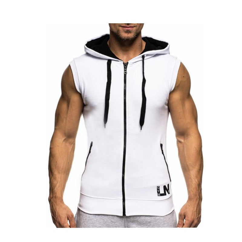 Men's Sleeveless Sports Hoodie with an Innovative Design and Practical Pockets Lune London