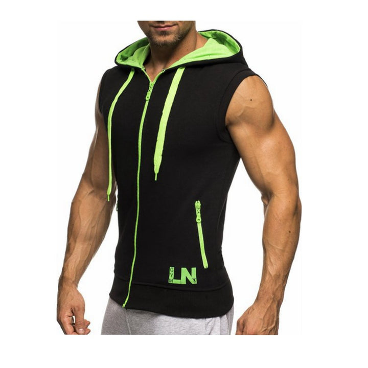 Men's Sleeveless Sports Hoodie with an Innovative Design and Practical Pockets Lune London