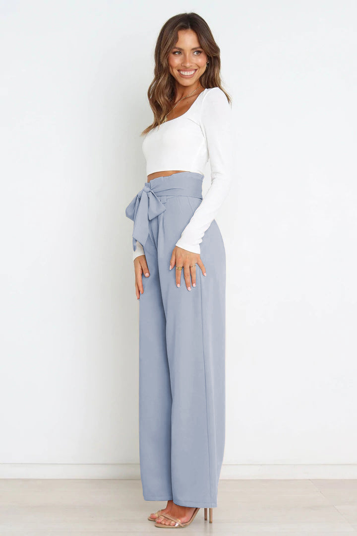 Lune London | High Waist Paperbag Pants with Bow Detail