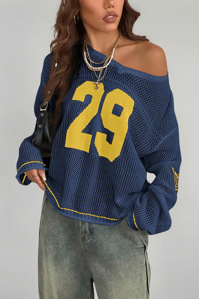 Lune London | Cozy V neck knit sweater with digital print