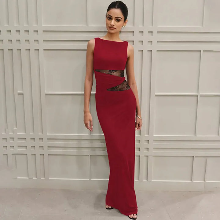 Women Flared Jumpsuit with Transparent Details Lune London
