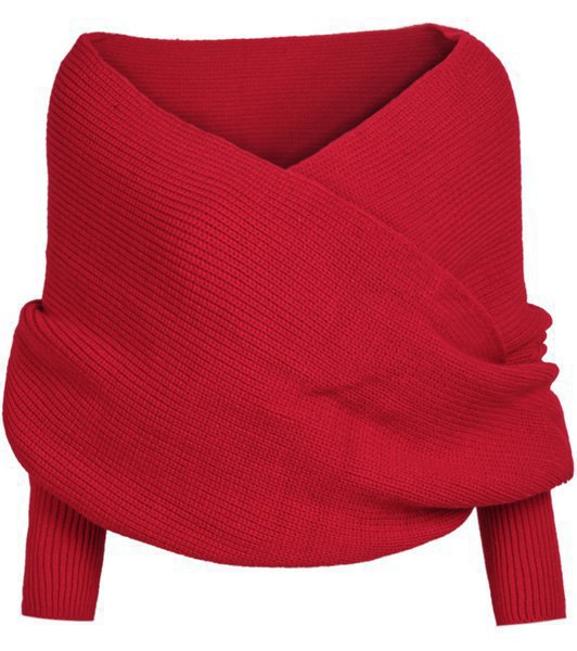 Knit top with deep V-neckline and wide sleeves for women Lune London
