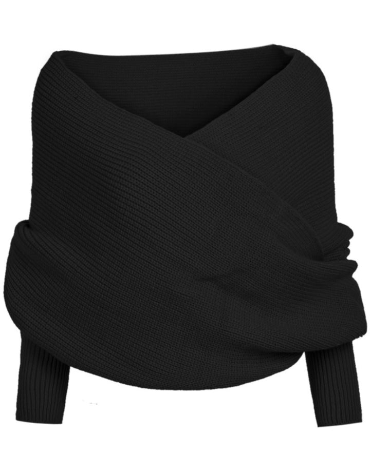 Knit top with deep V-neckline and wide sleeves for women Lune London