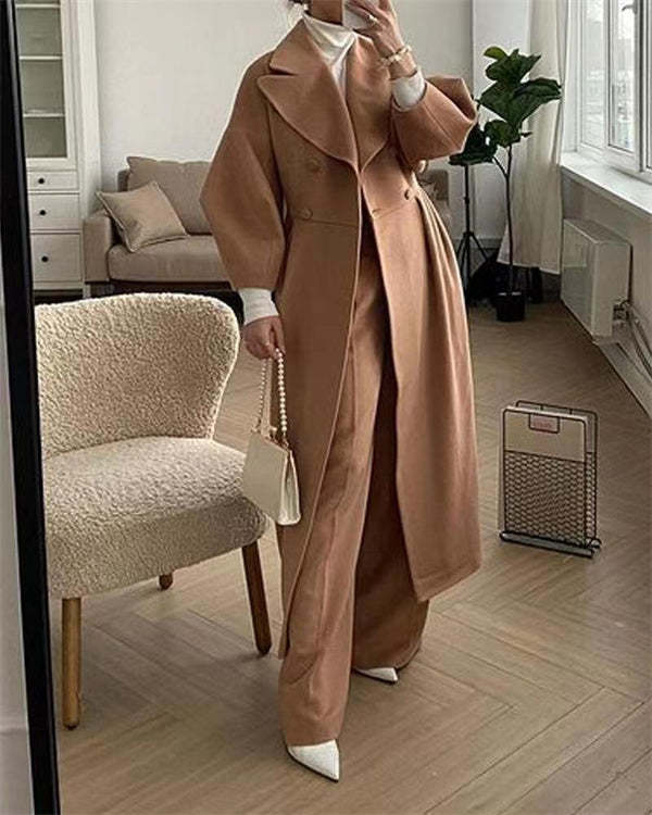 Lune London | Manteau en laine vintage avec des manches en forme d'abat-jour et un revers