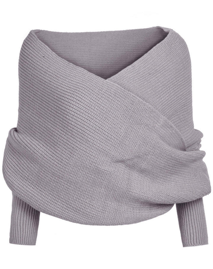 Knit top with deep V-neckline and wide sleeves for women Lune London