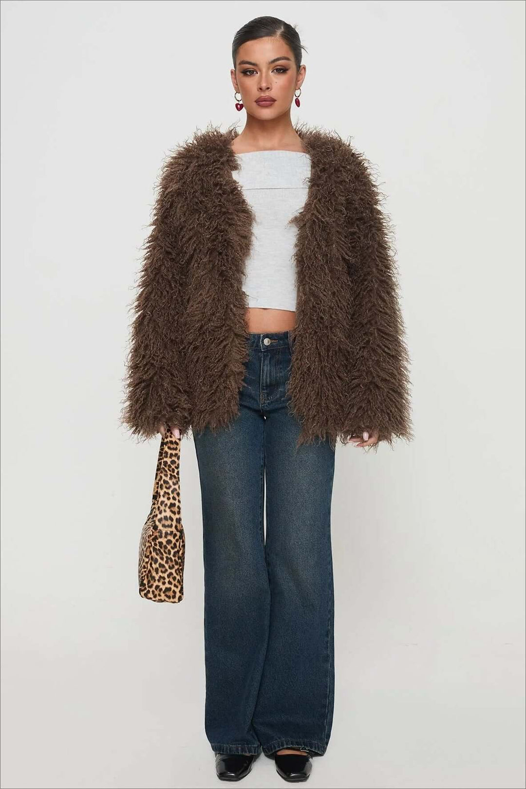 Lune London | Fluffy Brown Faux Fur Oversized Jacket