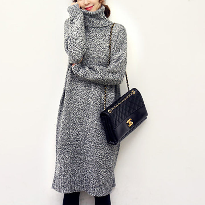Knit dress for women with a high turtleneck and a relaxed fit Lune Londonl