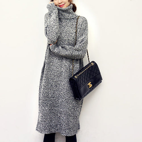 Knit dress for women with a high turtleneck and a relaxed fit Lune Londonl
