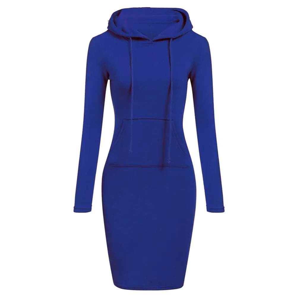 Lune London | Hoodie Dress - Long Sleeves - Adjustable Hood - Kangaroo Pocket - Slim Fit