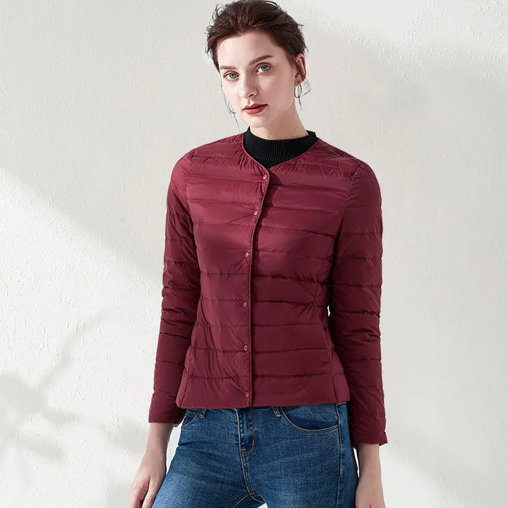 Lune London | Lightweight, Collarless, Slimming Down Jacket for Women
