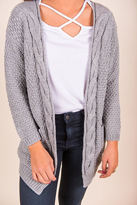 Comfortable knitted cardigan for ladies with open front and pockets Lune London
