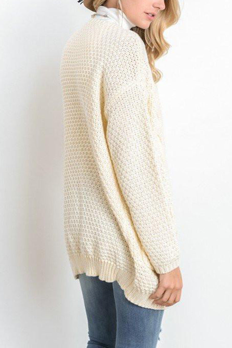 Comfortable knitted cardigan for ladies with open front and pockets Lune London