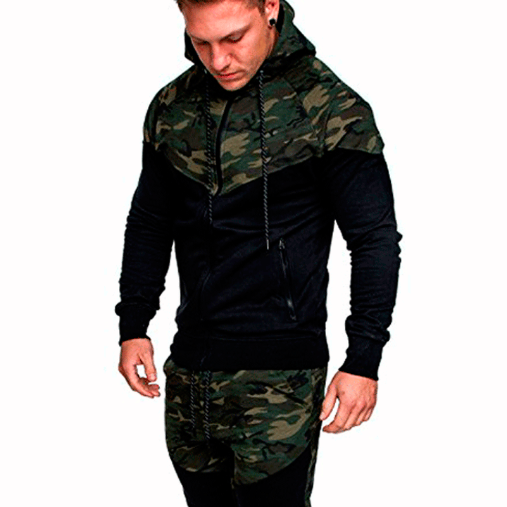 Men's training sweater with high collar and trendy camouflage design Lune London