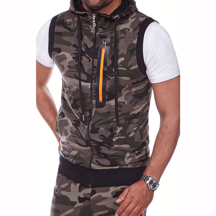 Men's sports hoodie with modern camouflage design and practical pockets Lune London