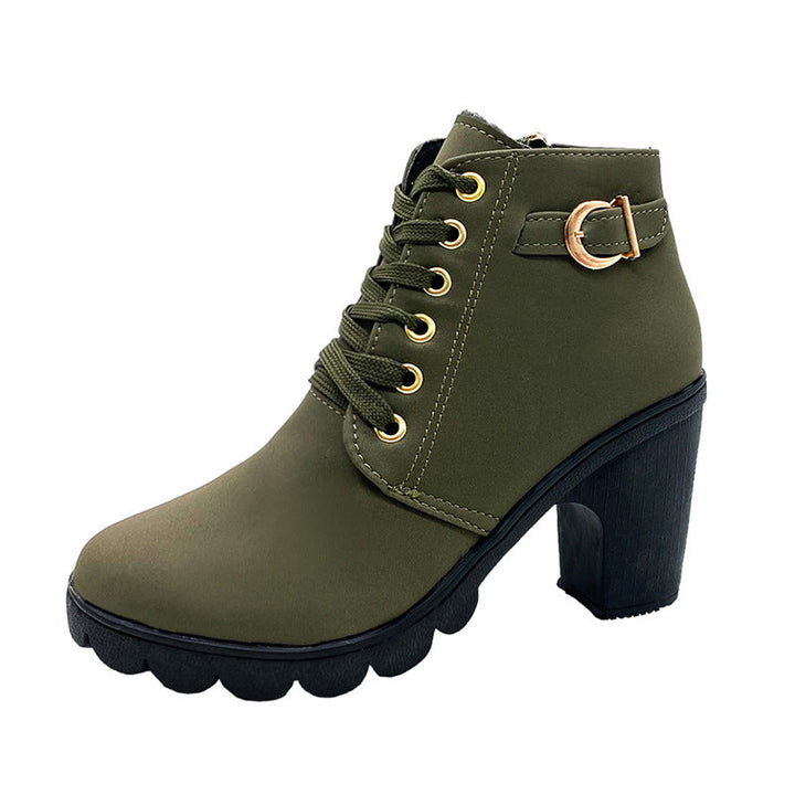 Lune London | Bottines à talon bloc - Doublées chaud - Semelle antidérapante - Détails dorés