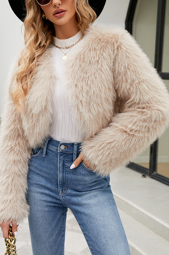 Lune London | Long Sleeve Short Casual Faux Fur Jacket