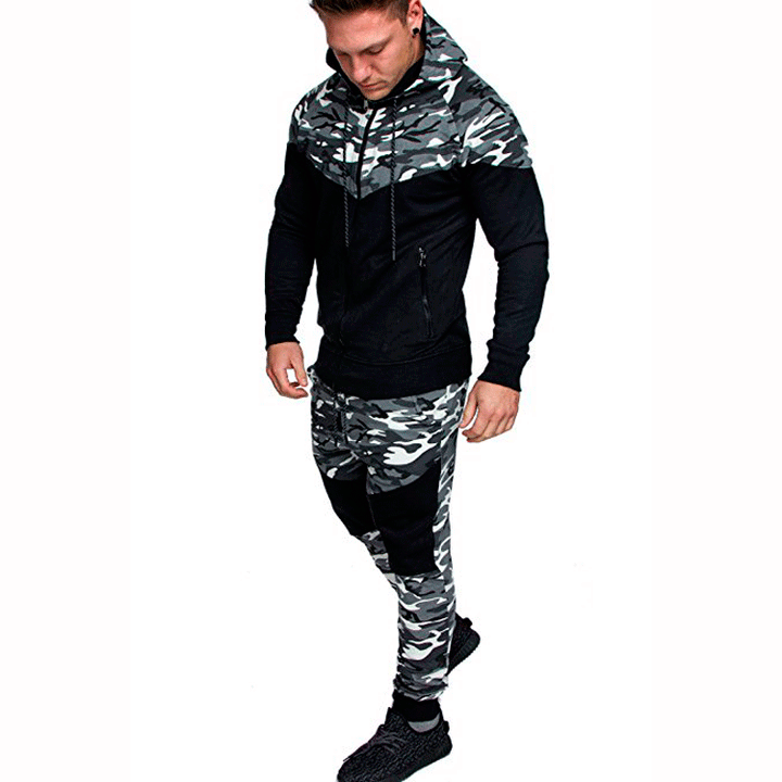 Men's training sweater with high collar and trendy camouflage design Lune London