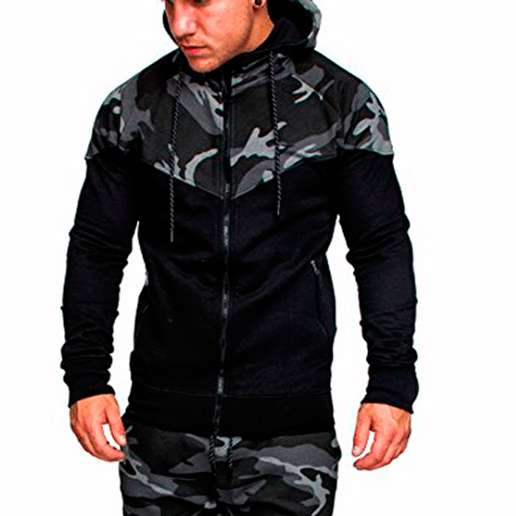Men's training sweater with high collar and trendy camouflage design Lune London