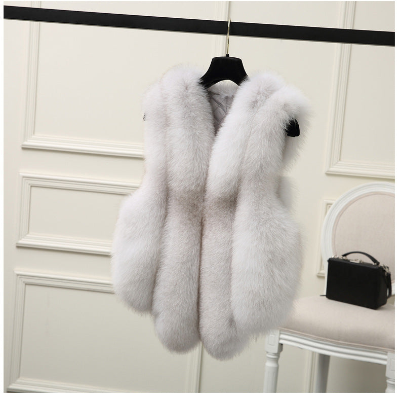 Ladies Luxury Faux Fur Gilet with Voluminous Chic and Stylish Details
