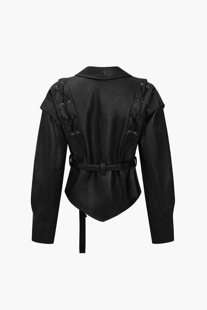 Lune London | Leather Tie Front Overlap Jacket