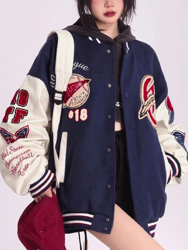 Lune London | Blue College Varsity Jacket with Flock Print