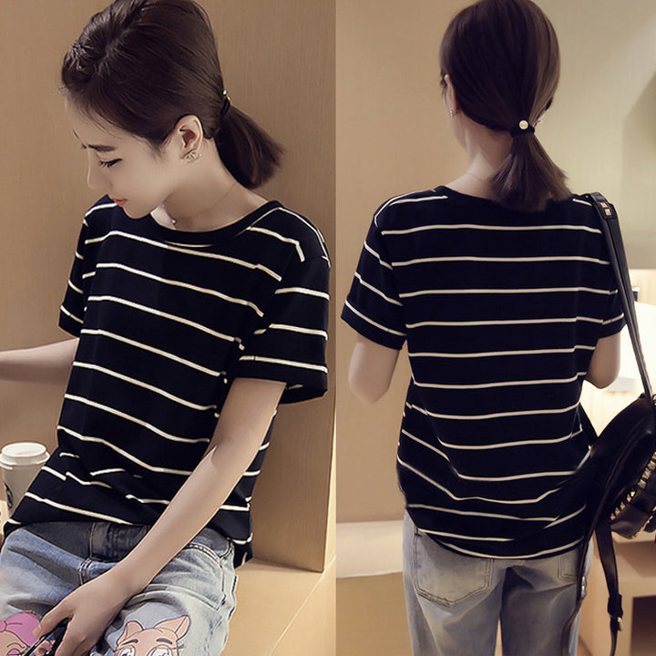 Women's striped T-shirt with short sleeves and a casual fit Lune London