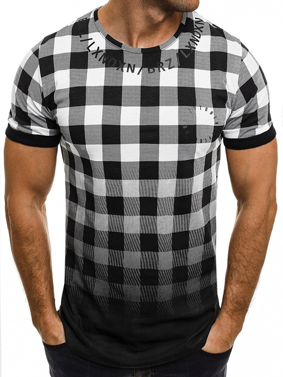 Men's T-shirt with modern checked pattern Lune London
