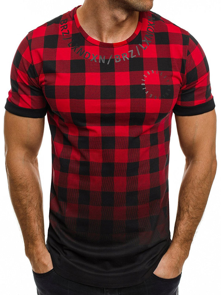 Men's T-shirt with modern checked pattern Lune London