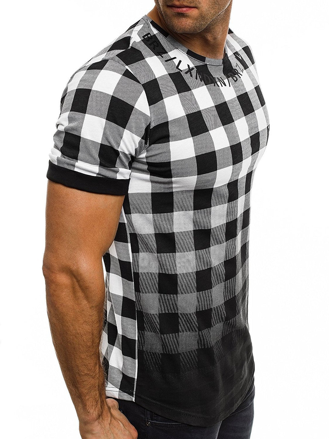 Men's T-shirt with modern checked pattern Lune London