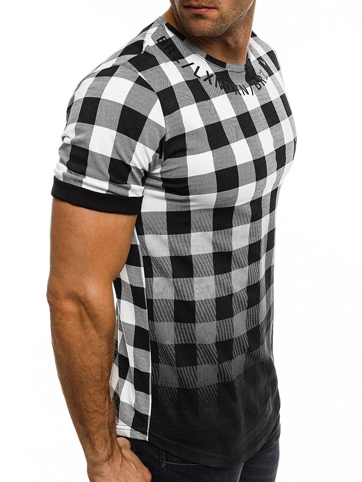 Men's T-shirt with modern checked pattern Lune London