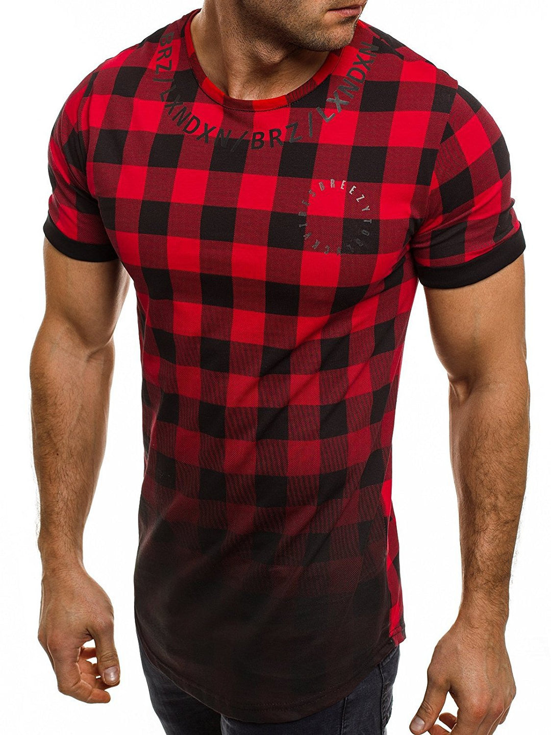 Men's T-shirt with modern checked pattern Lune London