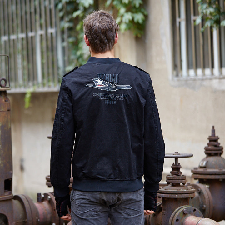 Stylish bomber jacket for men with practical patches Lune London