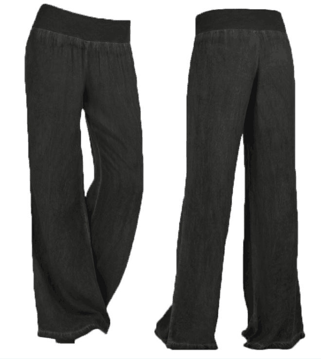 Pantalons amples et fluides pour femmes avec taille élastique et look denim tendance Chic & Stil