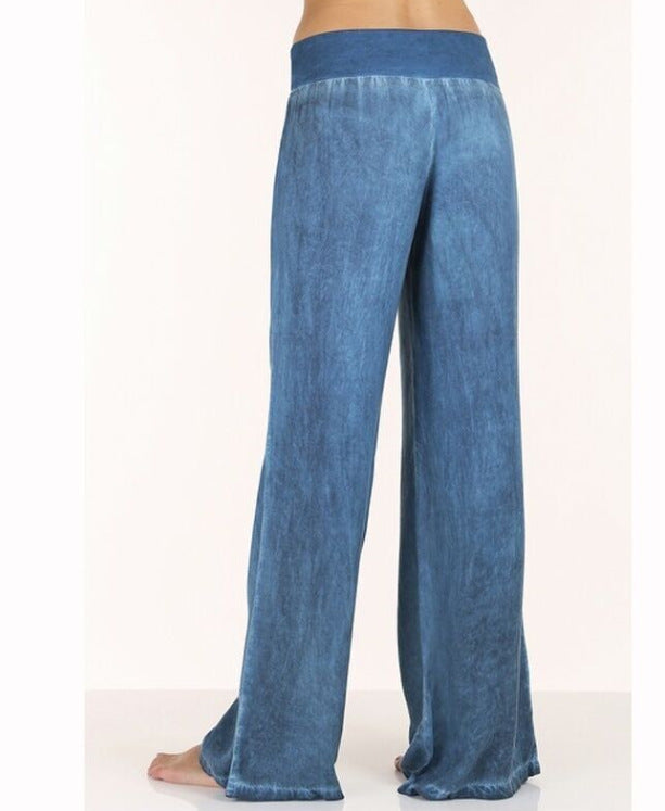 Pantalons amples et fluides pour femmes avec taille élastique et look denim tendance Chic & Stil