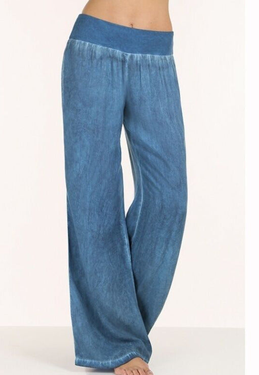 Pantalons amples et fluides pour femmes avec taille élastique et look denim tendance Chic & Stil
