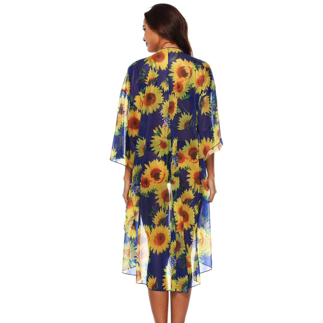 Ladies floral pattern beach cover-up kimono Lune London