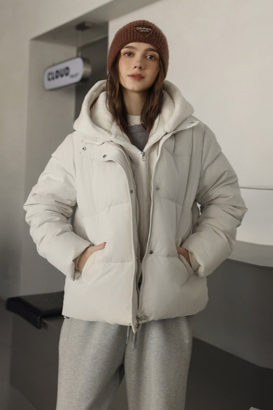 Lune London | Fur panel cropped puffer jacket